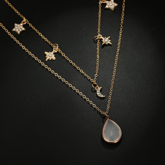 NEW moon star double layer necklace - Picture 3 of 7